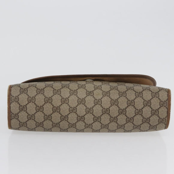 GUCCI GG Supreme Web Sherry Line Clutch Bag PVC Beige Gold 89 01 031 Auth 172384