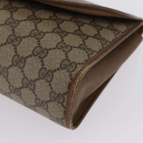 GUCCI GG Supreme Web Sherry Line Clutch Bag PVC Beige Gold 89 01 031 Auth 172384