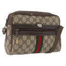 GUCCI GG Supreme Web Sherry Line Schoudertas PVC Beige Goud 010 378 Auth 172385-1