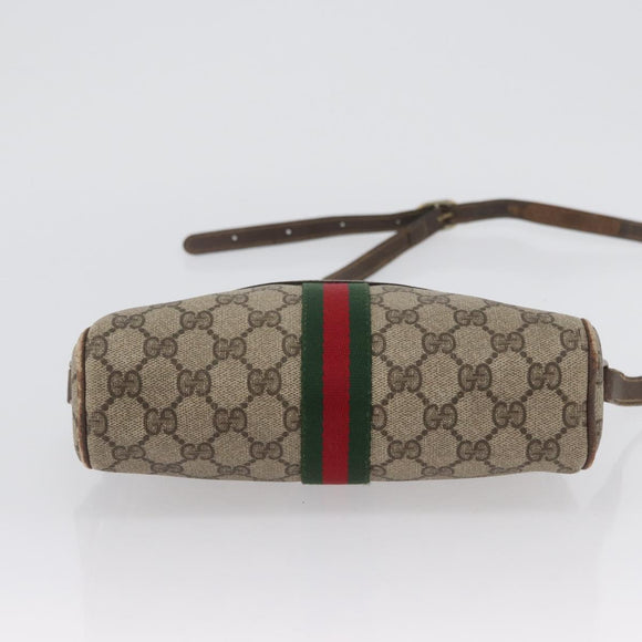 GUCCI GG Supreme Web Sherry Line Schoudertas PVC Beige Goud 010 378 Auth 172385