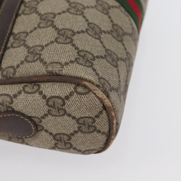 GUCCI GG Supreme Web Sherry Line Schoudertas PVC Beige Goud 010 378 Auth 172385
