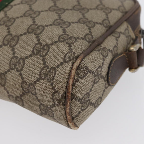 GUCCI GG Supreme Web Sherry Line Schoudertas PVC Beige Goud 010 378 Auth 172385