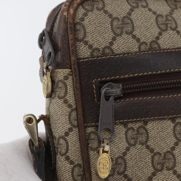 GUCCI GG Supreme Web Sherry Line Schoudertas PVC Beige Goud 010 378 Auth 172385
