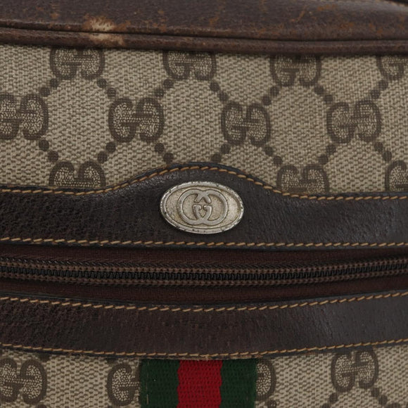 GUCCI GG Supreme Web Sherry Line Schoudertas PVC Beige Goud 010 378 Auth 172385