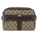 GUCCI GG Supreme Web Sherry Line Schoudertas PVC Beige Goud 010 378 Auth 172385-13