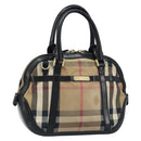 BURBERRY Nova Check Hand Bag Canvas Beige Gold Auth 172387-1