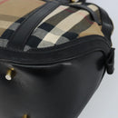 BURBERRY Nova Check Hand Bag Canvas Beige Gold Auth 172387-8