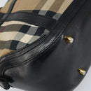 BURBERRY Nova Check Hand Bag Canvas Beige Gold Auth 172387-15