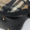 BURBERRY Nova Check Hand Bag Canvas Beige Gold Auth 172387-16