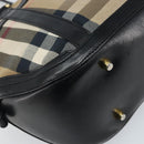 BURBERRY Nova Check Hand Bag Canvas Beige Gold Auth 172387-17