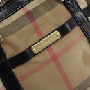 BURBERRY Nova Check Hand Bag Canvas Beige Gold Auth 172387-18