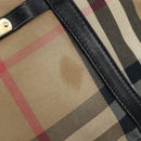 BURBERRY Nova Check Hand Bag Canvas Beige Gold Auth 172387-9