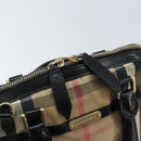 BURBERRY Nova Check Hand Bag Canvas Beige Gold Auth 172387-19