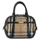 BURBERRY Nova Check Hand Bag Canvas Beige Gold Auth 172387-13