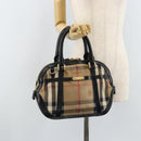 BURBERRY Nova Check Hand Bag Canvas Beige Gold Auth 172387-24