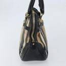 BURBERRY Nova Check Hand Bag Canvas Beige Gold Auth 172387-3