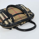 BURBERRY Nova Check Hand Bag Canvas Beige Gold Auth 172387-6