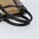 BURBERRY Nova Check Hand Bag Canvas Beige Gold Auth 172387-7