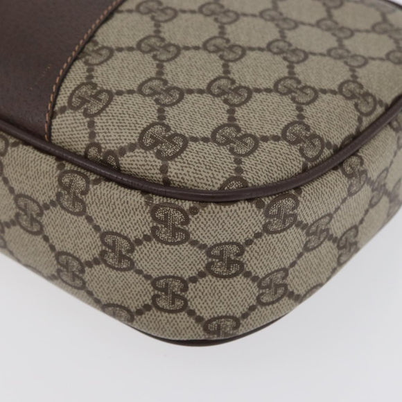 GUCCI GG Supreme Web Sherry Line Bag PVC Beige Gold 156 01 034 Auth 172389