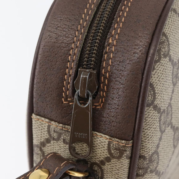 GUCCI GG Supreme Web Sherry Line Bag PVC Beige Gold 156 01 034 Auth 172389