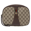 GUCCI GG Supreme Web Sherry Line Bag PVC Beige Gold 156 01 034 Auth 172389-13