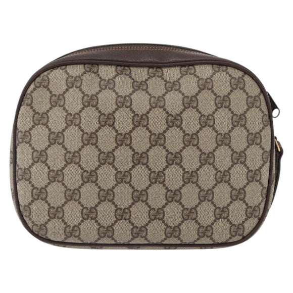 GUCCI GG Supreme Web Sherry Line Bag PVC Beige Gold 156 01 034 Auth 172389