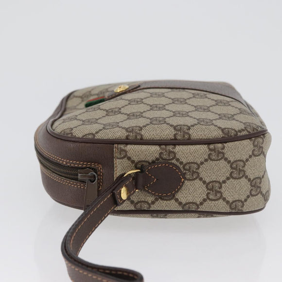 GUCCI GG Supreme Web Sherry Line Bag PVC Beige Gold 156 01 034 Auth 172389