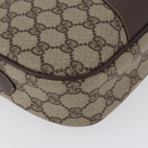 GUCCI GG Supreme Web Sherry Line Bag PVC Beige Gold 156 01 034 Auth 172389