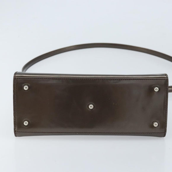 GUCCI Hand Bag Patent leather 2way Bronze Gold Auth 172396