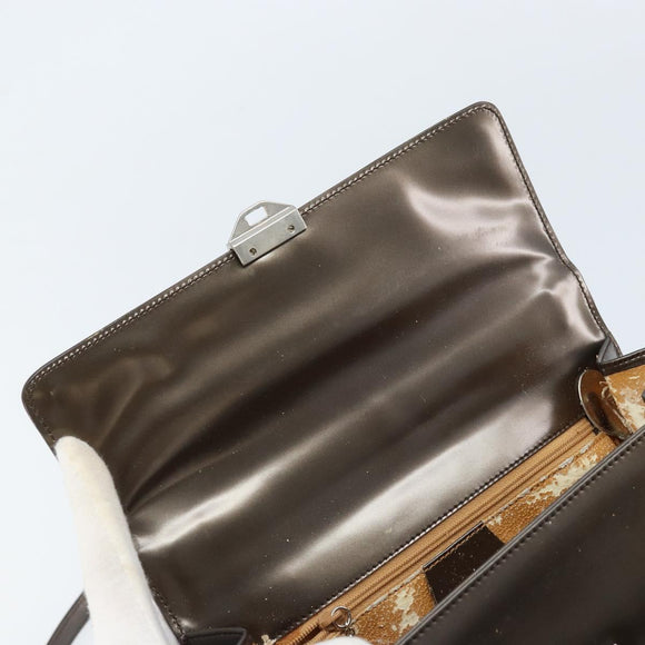 GUCCI Hand Bag Patent leather 2way Bronze Gold Auth 172396