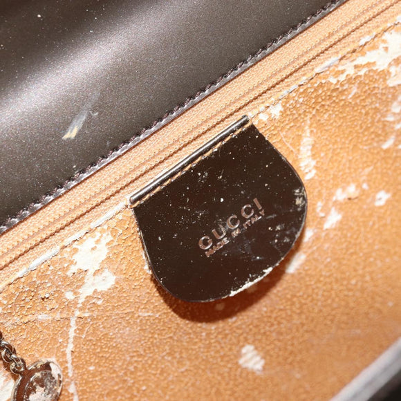 GUCCI Hand Bag Patent leather 2way Bronze Gold Auth 172396