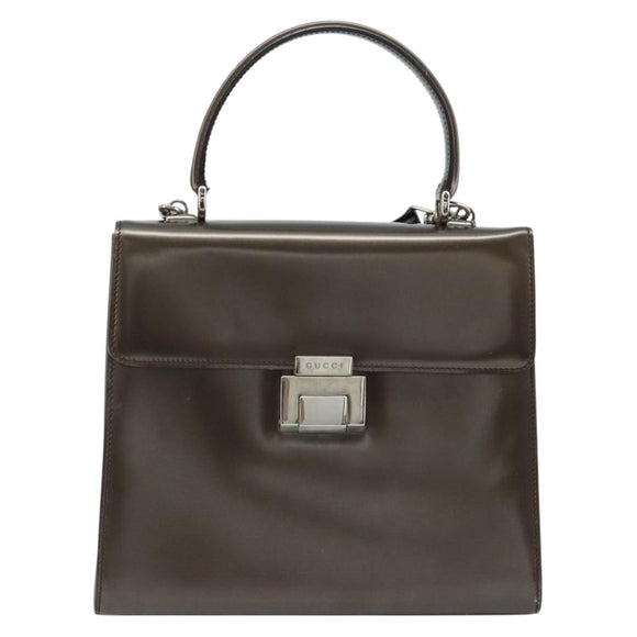 GUCCI Hand Bag Patent leather 2way Bronze Gold Auth 172396