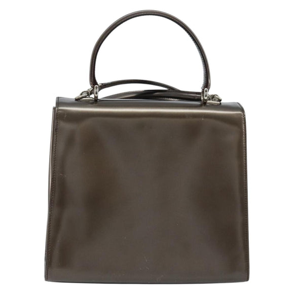 GUCCI Hand Bag Patent leather 2way Bronze Gold Auth 172396