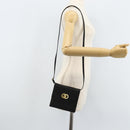 CELINE Circle Shoulder Bag Satin Black Gold Auth 172397V-22