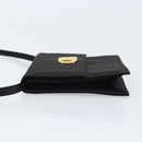 CELINE Circle Shoulder Bag Satin Black Gold Auth 172397V-4
