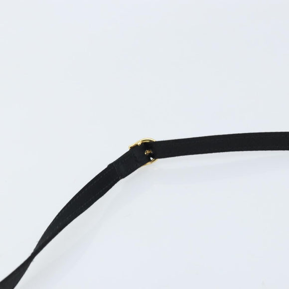 CELINE Circle Shoulder Bag Satin Black Gold Auth 172397V
