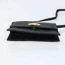 CELINE Circle Shoulder Bag Satin Black Gold Auth 172397V-5