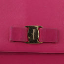 Salvatore Ferragamo Vala Chain Shoulder Bag Leather Pink Gold Auth 172403-14