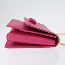 Salvatore Ferragamo Vala Chain Shoulder Bag Leather Pink Gold Auth 172403-4