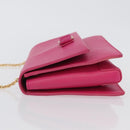 Salvatore Ferragamo Vala Chain Shoulder Bag Leather Pink Gold Auth 172403-5
