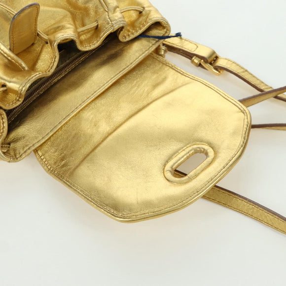 BOTTEGA VENETA Backpack Leather Gold Auth 172406V