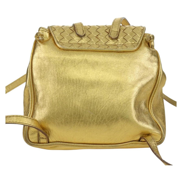 BOTTEGA VENETA Backpack Leather Gold Auth 172406V