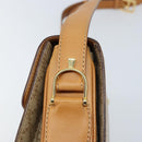 CELINE Macadam Canvas Horse Carriage Shoulder Bag PVC Beige Gold Auth 172407-9