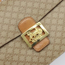 CELINE Macadam Canvas Horse Carriage Shoulder Bag PVC Beige Gold Auth 172407-18
