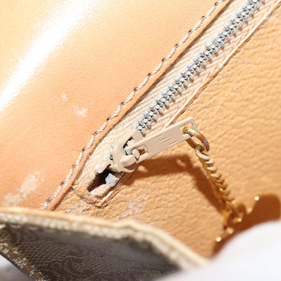 CELINE Macadam Canvas Horse Carriage Shoulder Bag PVC Beige Gold Auth 172407