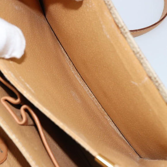 CELINE Macadam Canvas Horse Carriage Shoulder Bag PVC Beige Gold Auth 172407