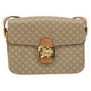 CELINE Macadam Canvas Horse Carriage Shoulder Bag PVC Beige Gold Auth 172407-13