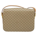 CELINE Macadam Canvas Horse Carriage Shoulder Bag PVC Beige Gold Auth 172407-2