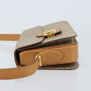 CELINE Macadam Canvas Horse Carriage Shoulder Bag PVC Beige Gold Auth 172407-4