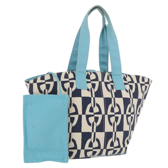 HERMES Panier Plage PM Einkaufstasche Canvas Navy Auth 172409